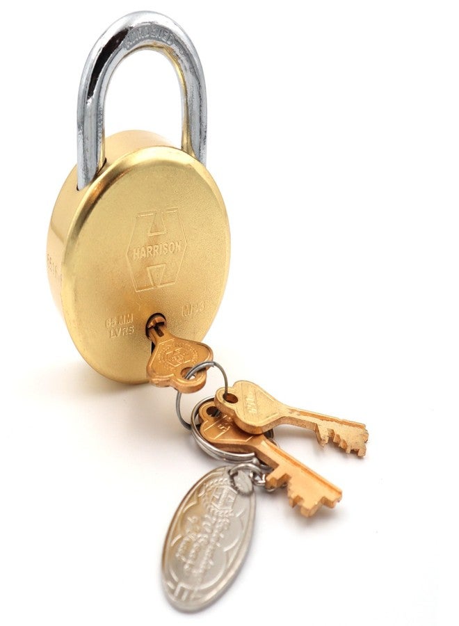 Harrison Padlocks/Round Padlock 65mm 8 Lever with 3 Keys MP3-0053 Pack of 1/ Brass/Padlock, Padlocks, Locks for Home, Locks for Main Door, gate Lock - Image 2